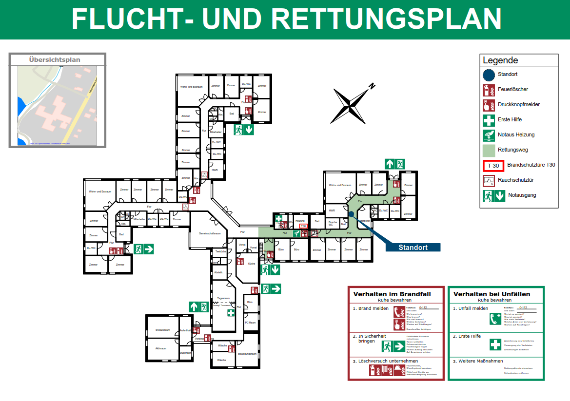 Detail view of a standard-compliant escape and rescue plan