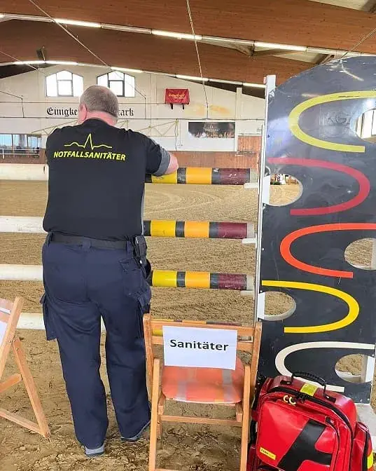 Paramedic Marco Nolting by the course at an equestrian event